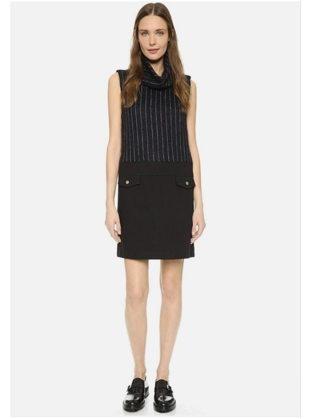 SEA New York - Pinstripe Turtleneck Section Dress